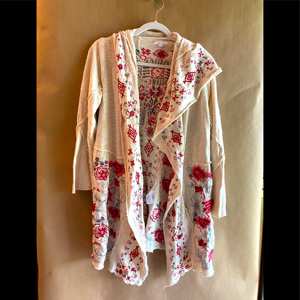 Cute boho hand stitched open cardigan.
